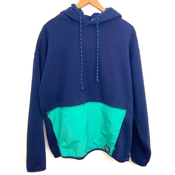 Levi's Hoodie Sweatshirt Men's L Relaxed Navy Blue & Green Pockets - Picture 1 of 6